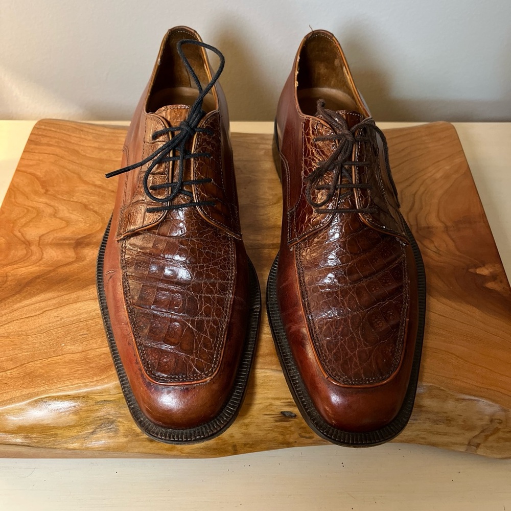 Caporicci Mens Genuine Crocodile Oxfords Size 8.5 handmade in Italy